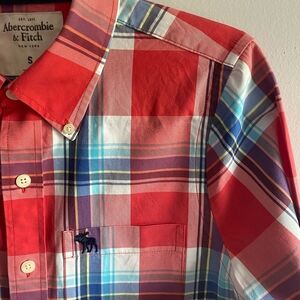 Abercrombie & Fitch Men's Red Plaid Shirt